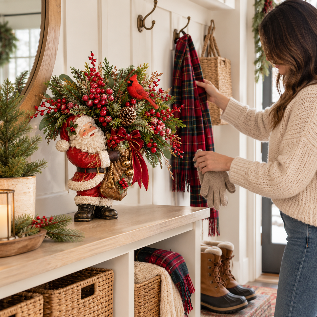 🔥🥰Santa’s Winter Glow – A Cardinal Christmas Display