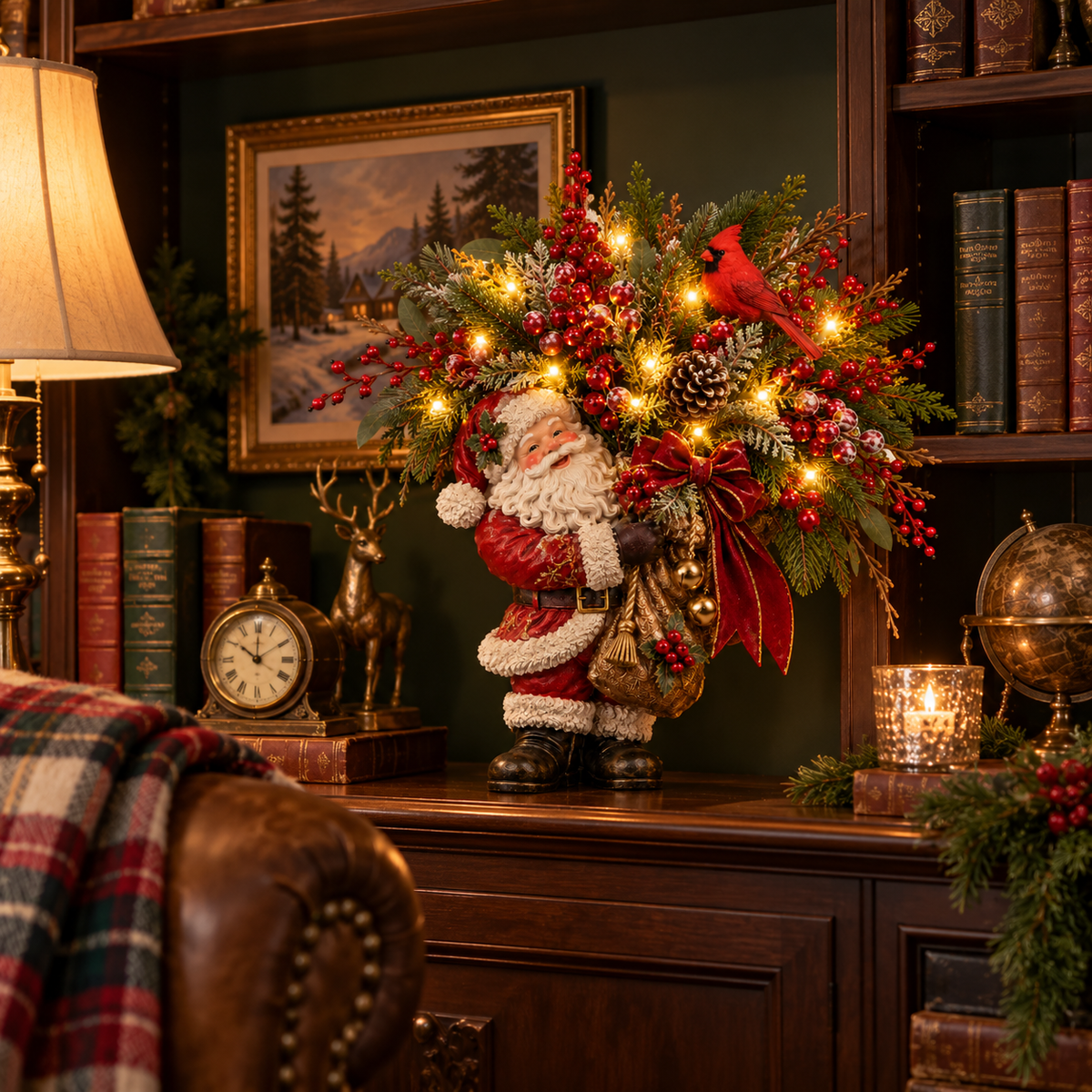 🔥🥰Santa’s Winter Glow – A Cardinal Christmas Display