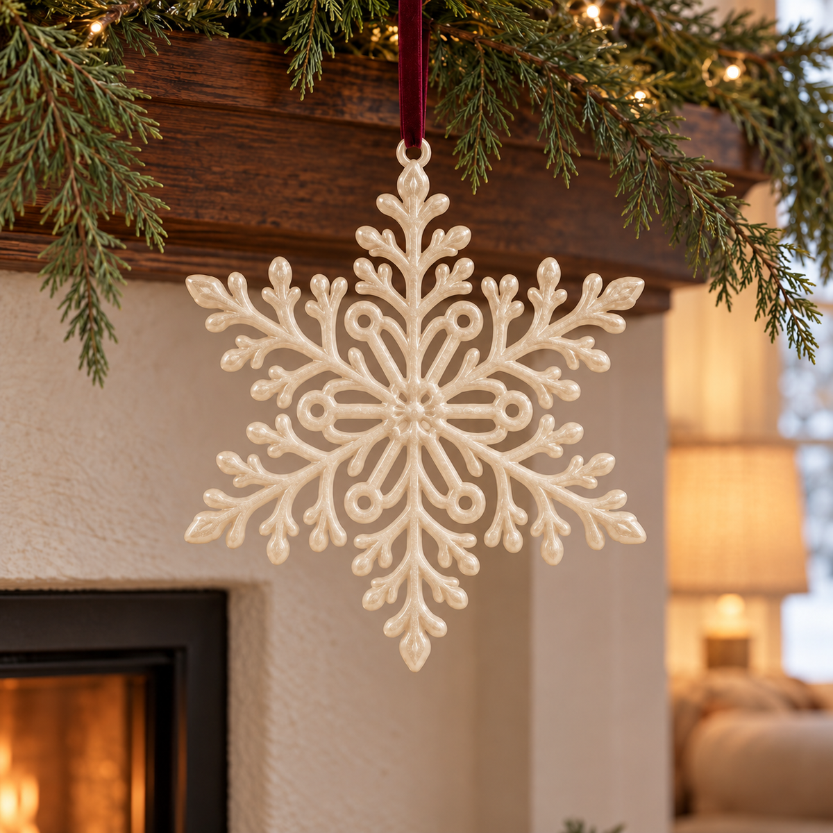 Christmas Snowflake & Red Bauble Ornaments