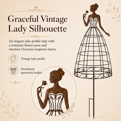 Vintage Lady Garden Trellis Stake