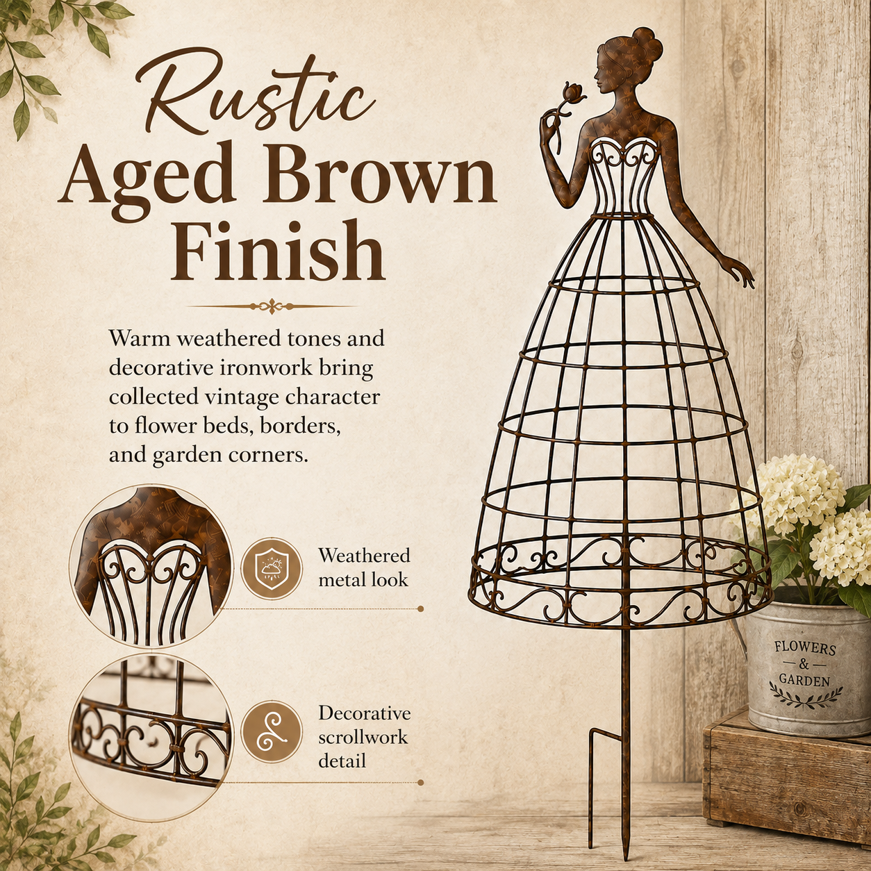 Vintage Lady Garden Trellis Stake