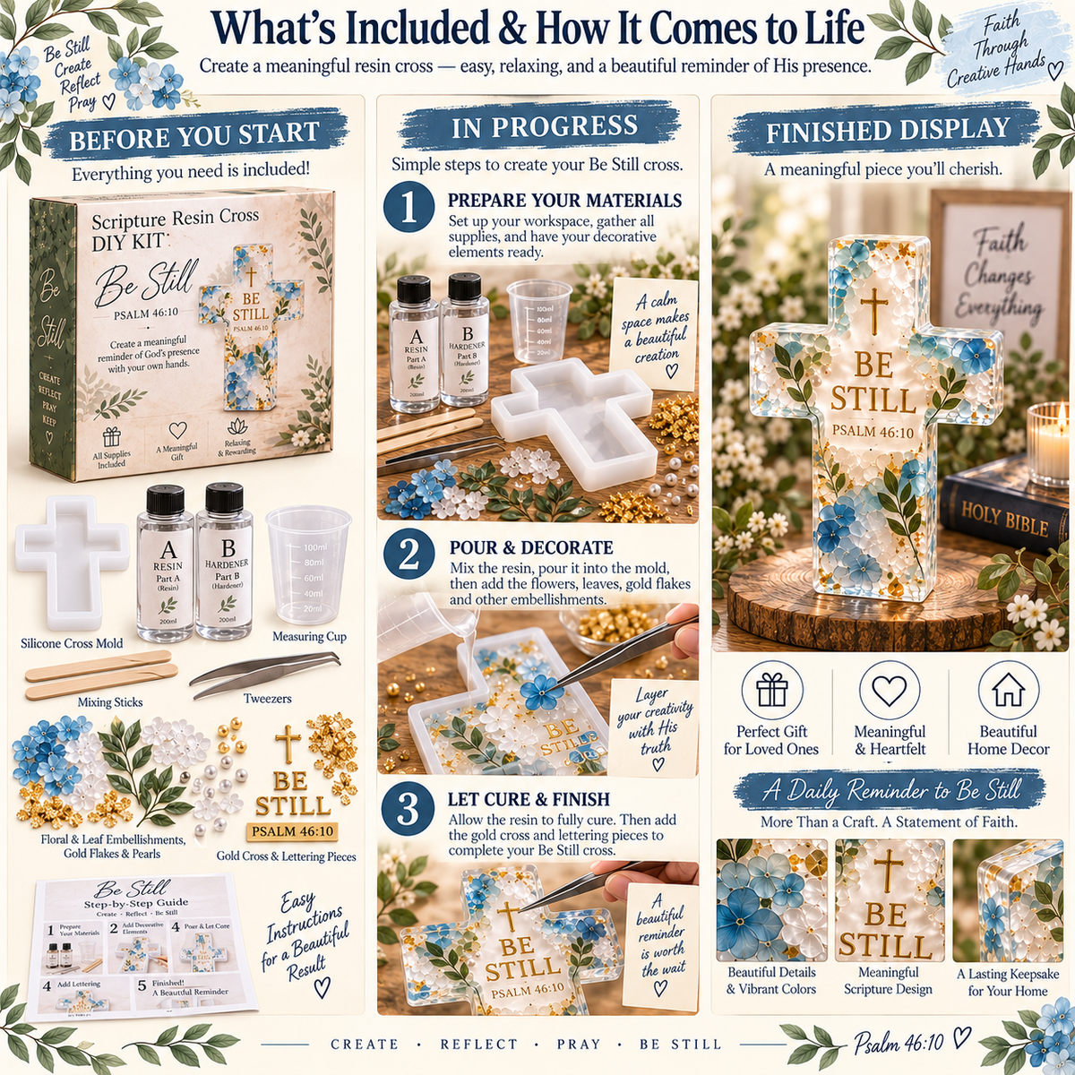 🔥😍Psalms of Hope & Strength – DIY Cross Craft Kit✝️