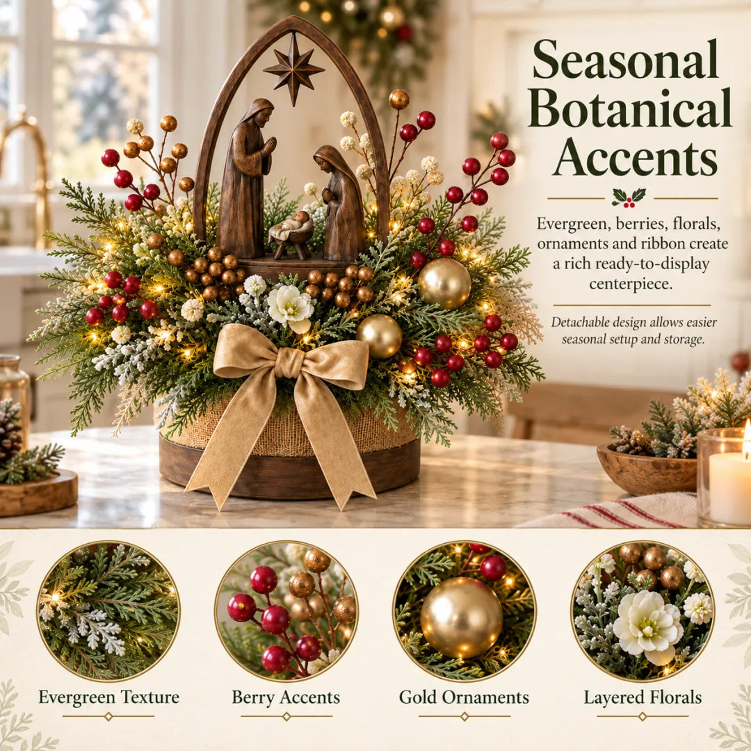 🌸Candlelit Christmas Nativity Centerpiece