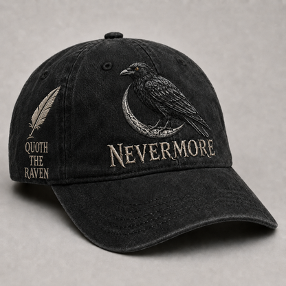 ⬛🐦The Midnight Messenger — Poe-Inspired Embroidered Cap