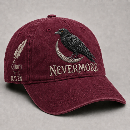 ⬛🐦The Midnight Messenger — Poe-Inspired Embroidered Cap