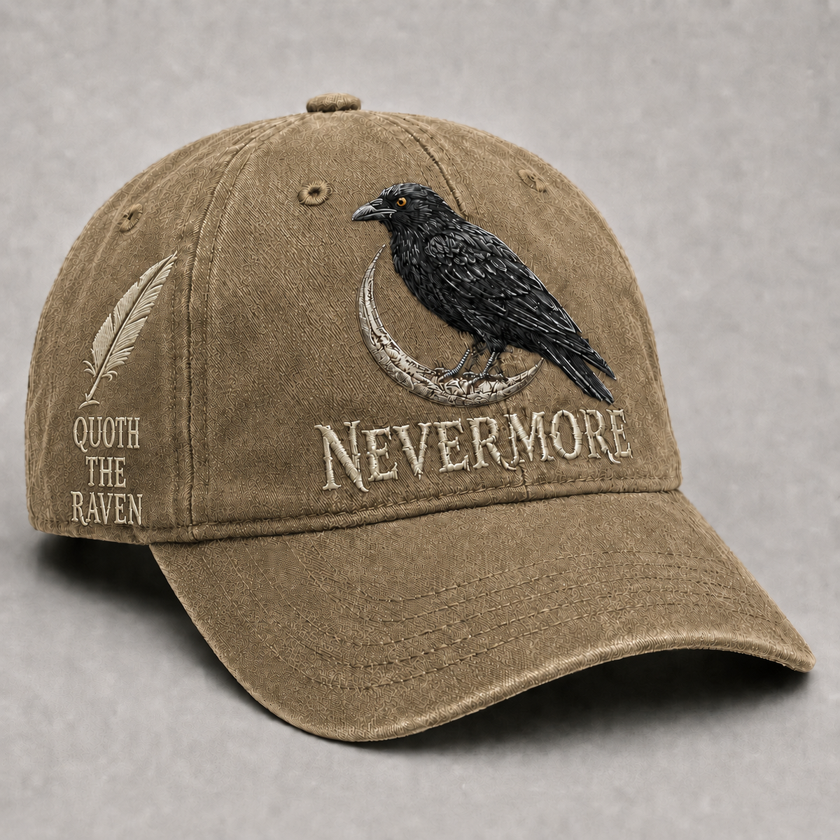 ⬛🐦The Midnight Messenger — Poe-Inspired Embroidered Cap