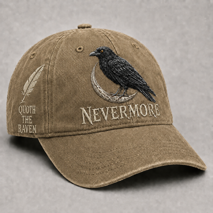 ⬛🐦The Midnight Messenger — Poe-Inspired Embroidered Cap