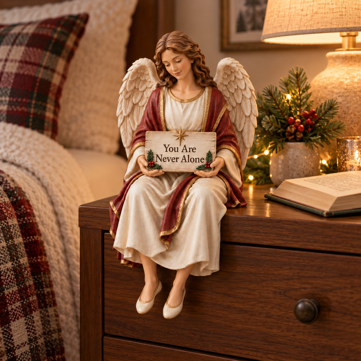 🕊️ You Are Never Alone — Christmas Guardian Angel Shelf Sitter