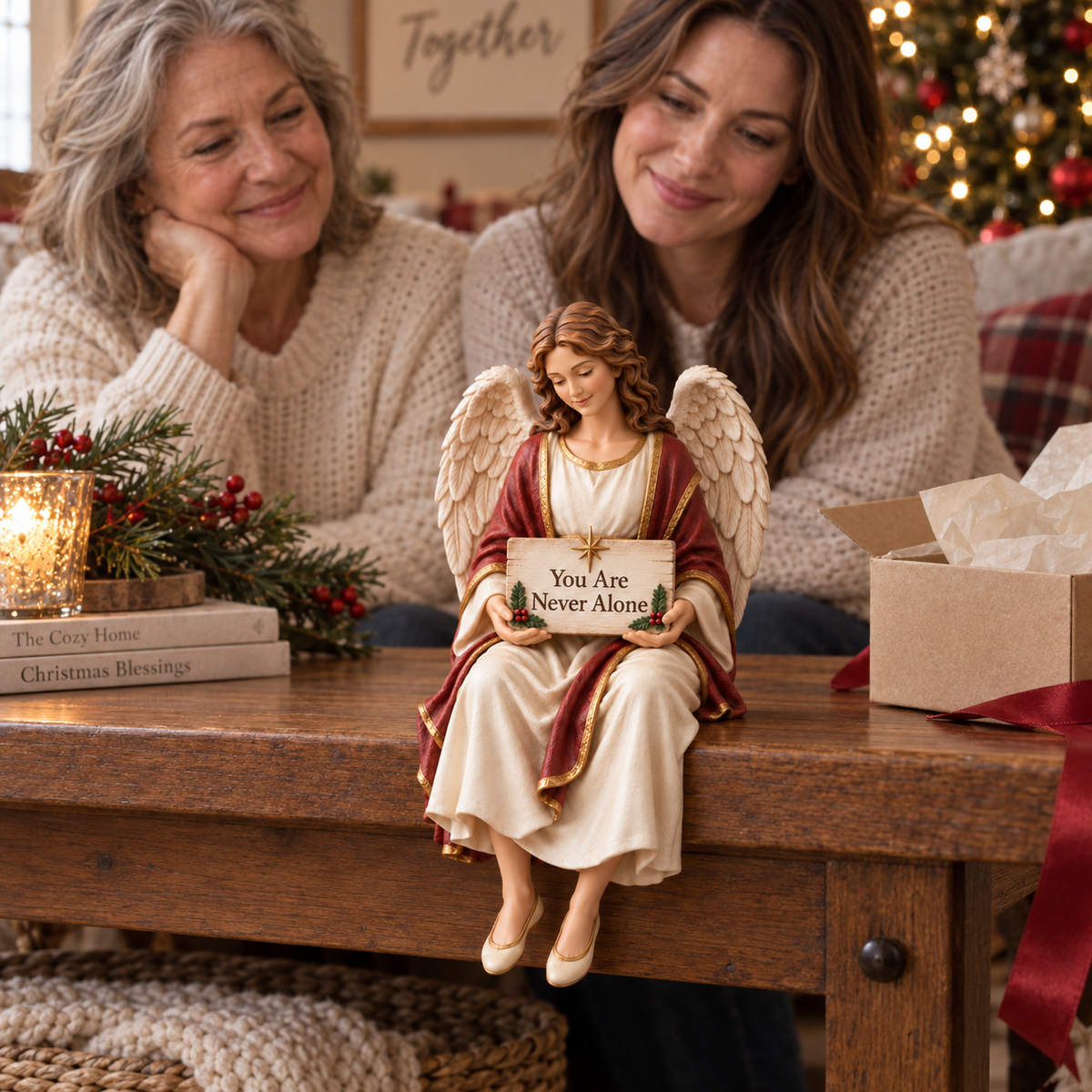 🕊️ You Are Never Alone — Christmas Guardian Angel Shelf Sitter