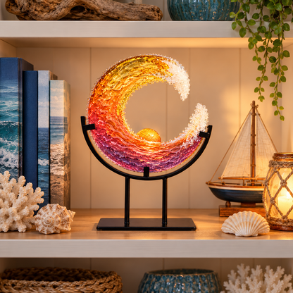 🌅 Sunset Ocean Wave Sculpture | Colorful Coastal Home Decor & Meaningful Gift