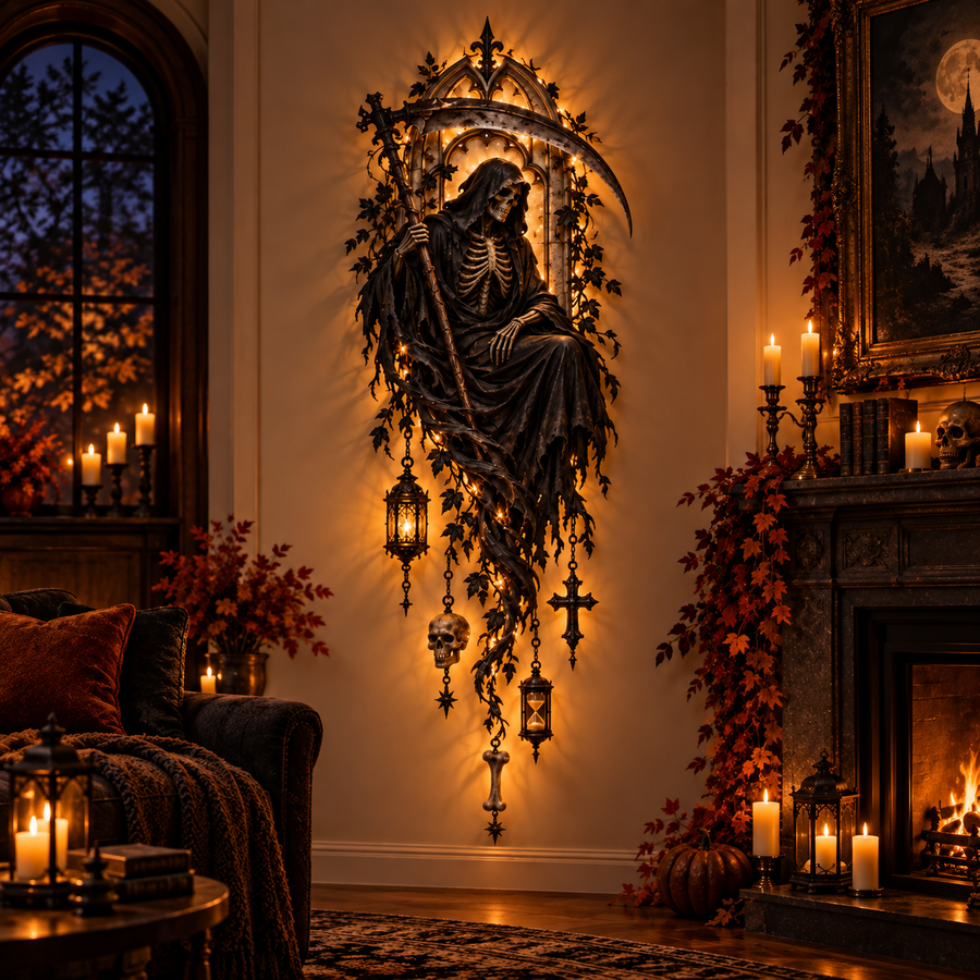 Grim Reaper gothic illuminated wall decor