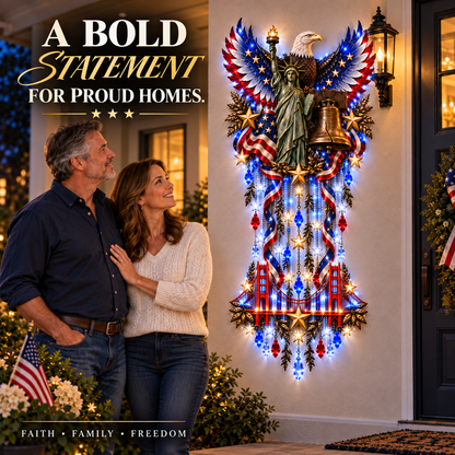 🇺🇸 American Pride LED Cascade Wall Light – Eagle, Liberty & Stars ✨