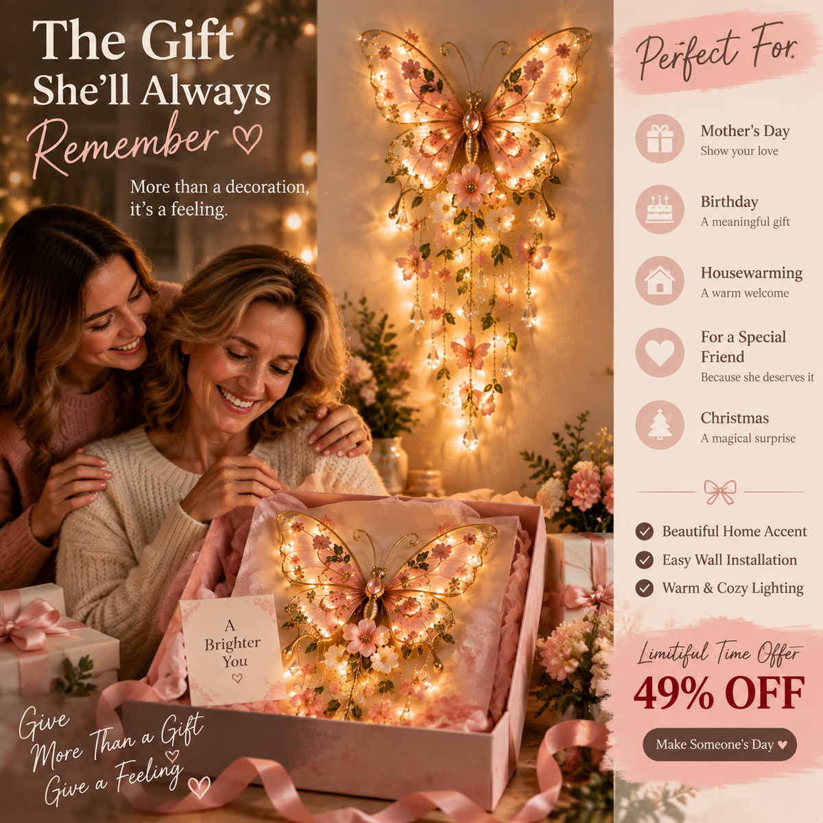 Pink butterfly garden glow presented as a meaningful gift
