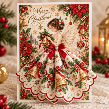 🔥😍3D Christmas Angel Card – Festive Holiday Greeting