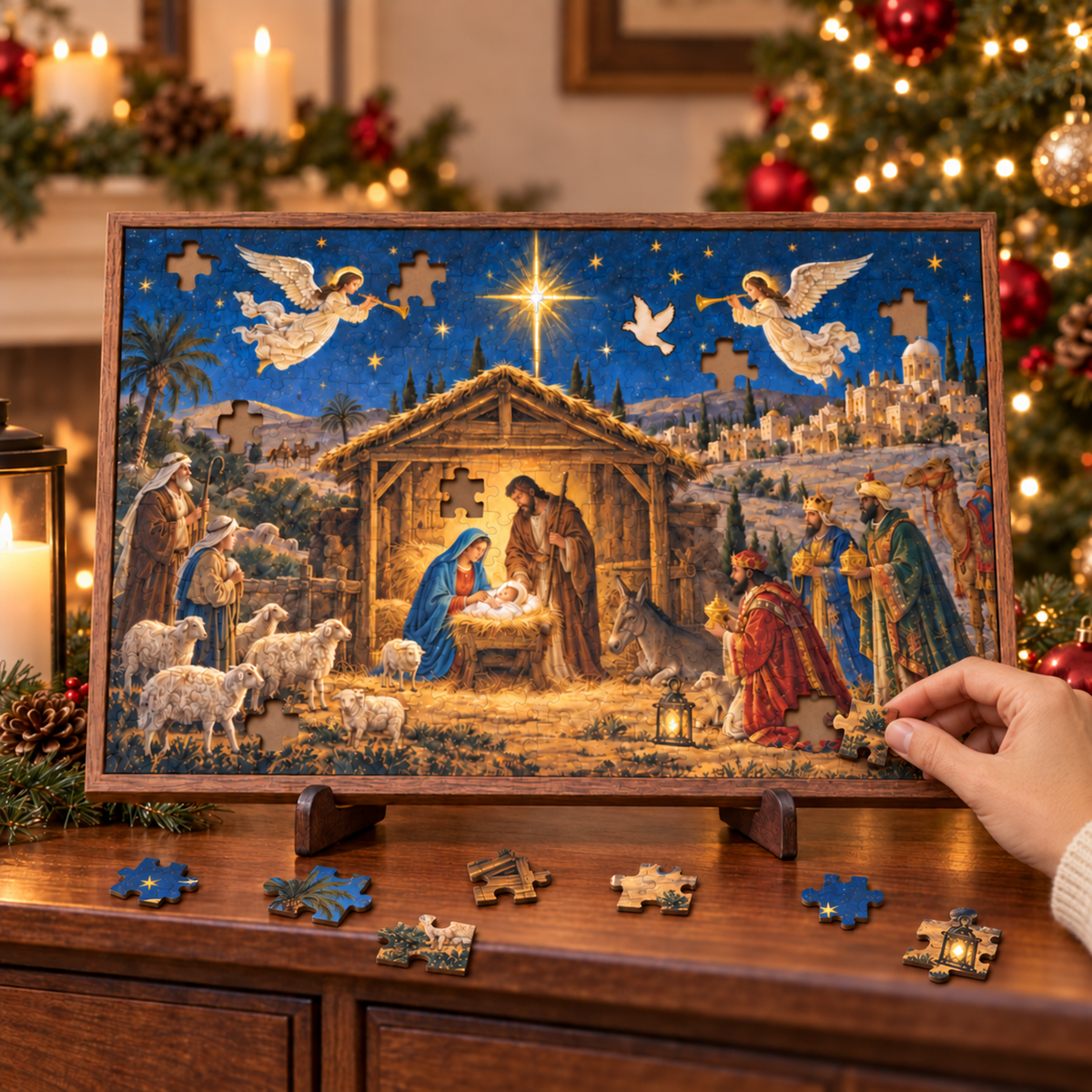 🎄✨ The Christmas Story Wooden Nativity Puzzle – A Faith-Filled Family Keepsake ✝️
