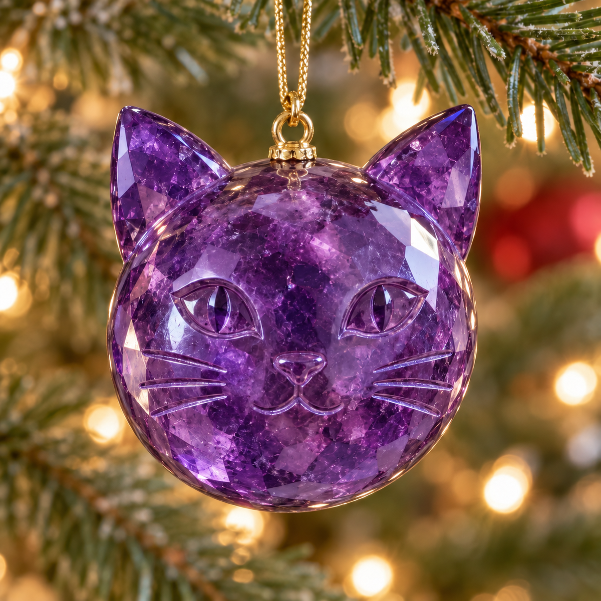 🎄 Gemstone-Inspired Cat Christmas Ornament – A Purr-fect Gift for Cat Lovers 🐱✨