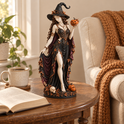 🎃 The Autumn Enchantress | Elegant Halloween Witch Figurine