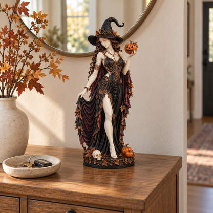 🎃 The Autumn Enchantress | Elegant Halloween Witch Figurine