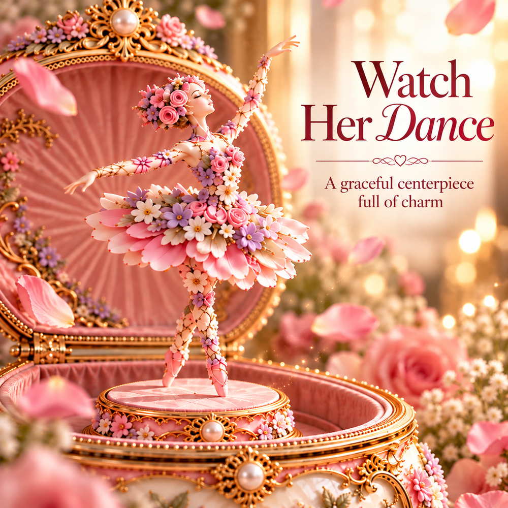 Floral ballerina centerpiece shown in detail