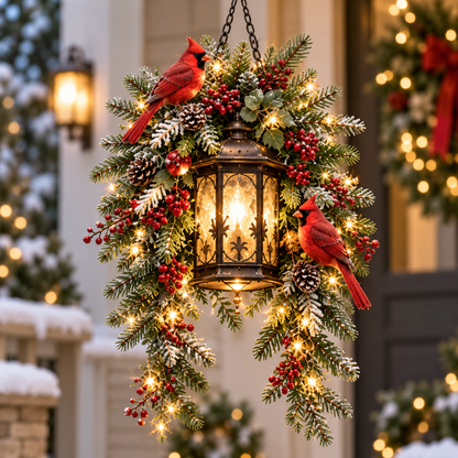 🔥🎄 Christmas Porch Glow™ – Pre-Lit Holiday Lantern & Evergreen Decor | 3 Festive Styles