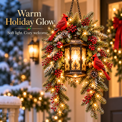 🔥🎄 Christmas Porch Glow™ – Pre-Lit Holiday Lantern & Evergreen Decor | 3 Festive Styles
