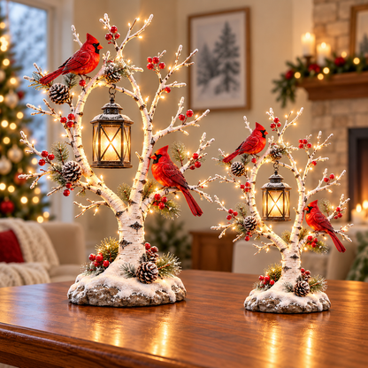 ❤️ A Little Winter Glow – Cardinal Lantern Tree ✨