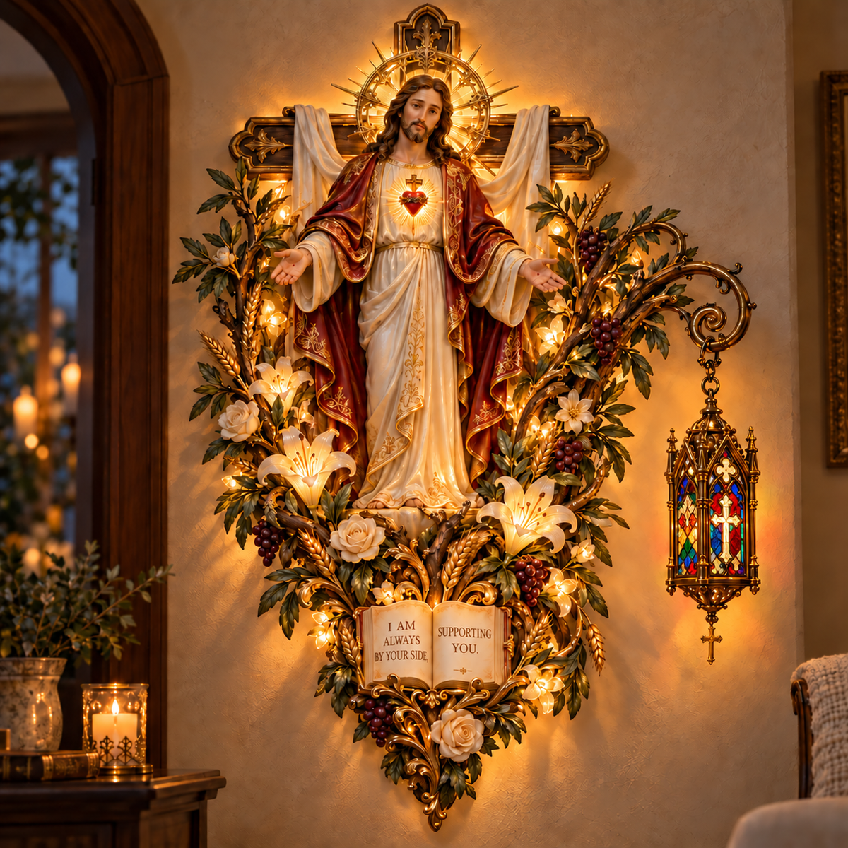 ✝️✨ Always Beside You – Sacred Heart Jesus Wall Light