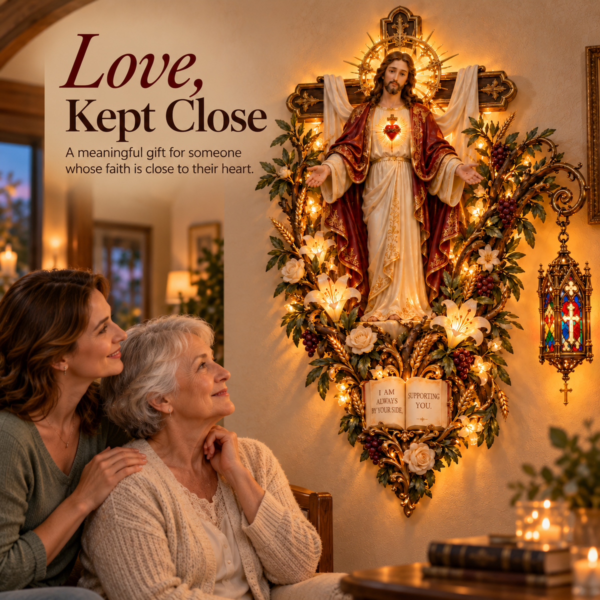 ✝️✨ Always Beside You – Sacred Heart Jesus Wall Light