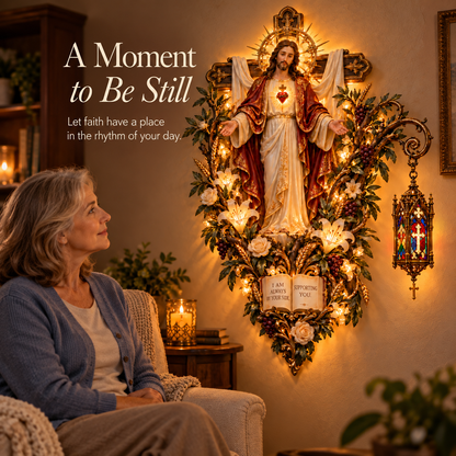 ✝️✨ Always Beside You – Sacred Heart Jesus Wall Light