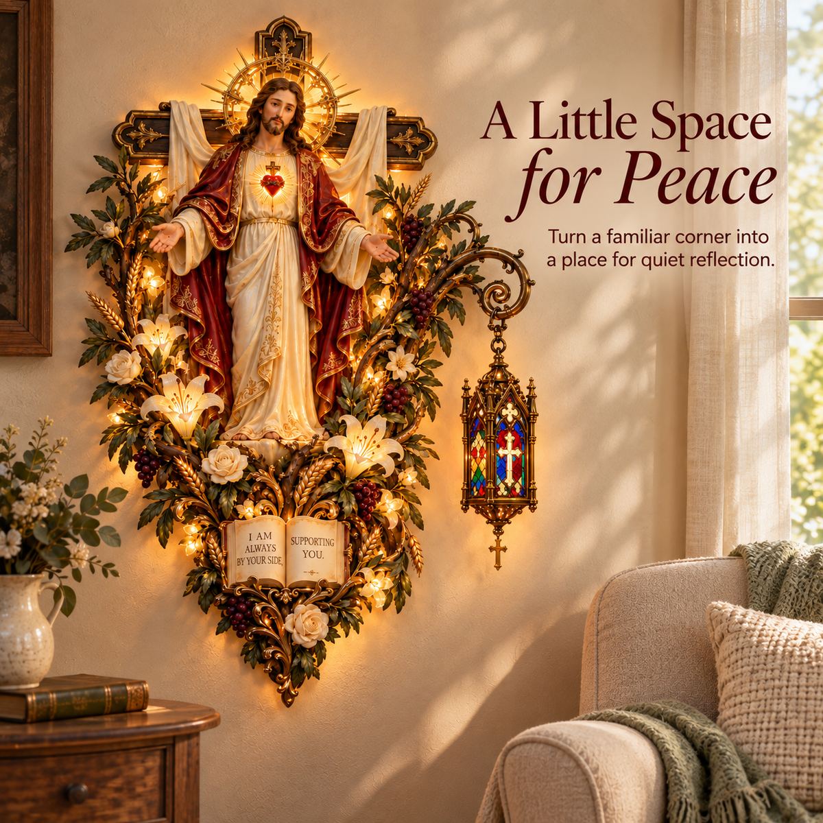 ✝️✨ Always Beside You – Sacred Heart Jesus Wall Light