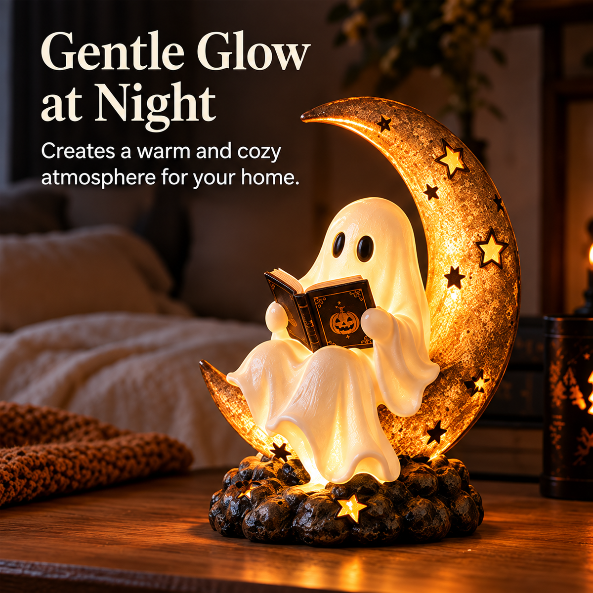 ✨🌙Ghostly Moonlight – Halloween Reading Ghost Lamp👻