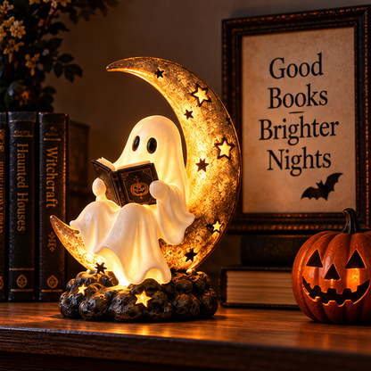 ✨🌙Ghostly Moonlight – Halloween Reading Ghost Lamp👻