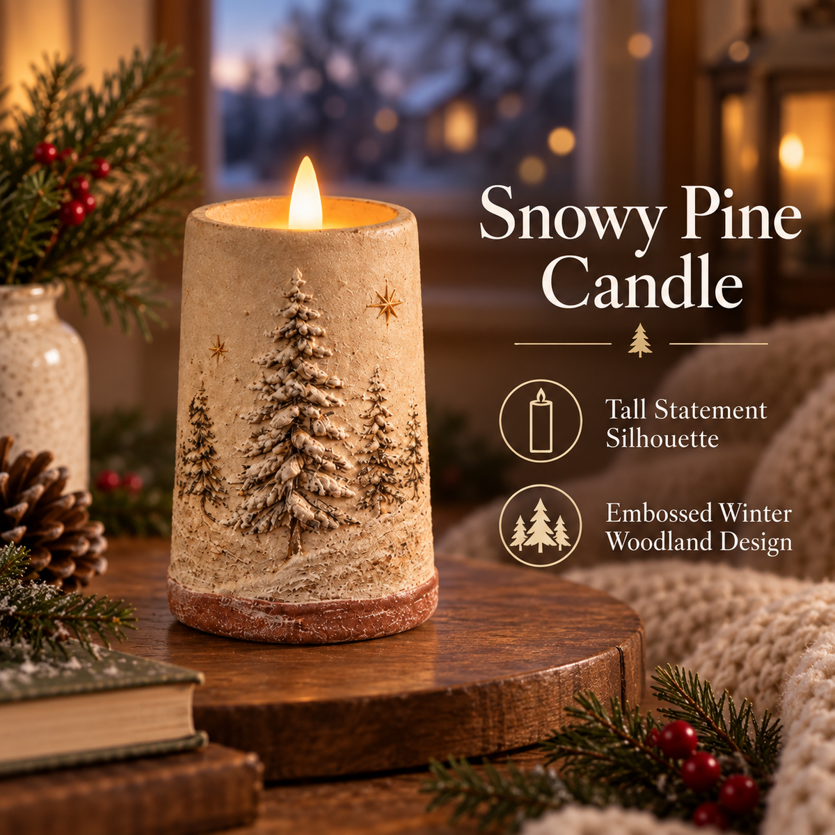 🔥😍Winterglow Christmas Candles – Snowy Pine & Rustic Bell Collection