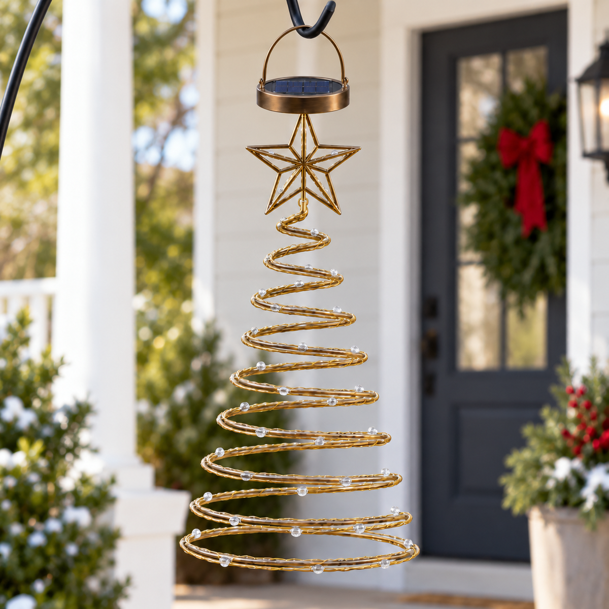 ✨🎄Solar-Powered LED Spiral Christmas Tree Hanging Light with Star