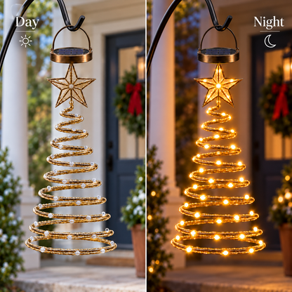 ✨🎄Solar-Powered LED Spiral Christmas Tree Hanging Light with Star