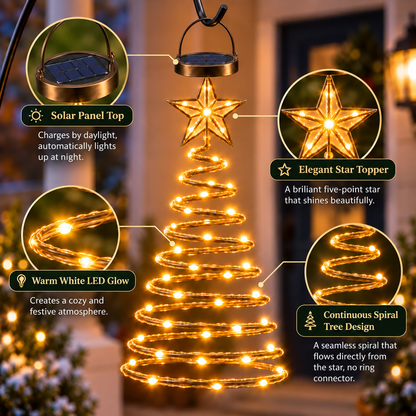 ✨🎄Solar-Powered LED Spiral Christmas Tree Hanging Light with Star