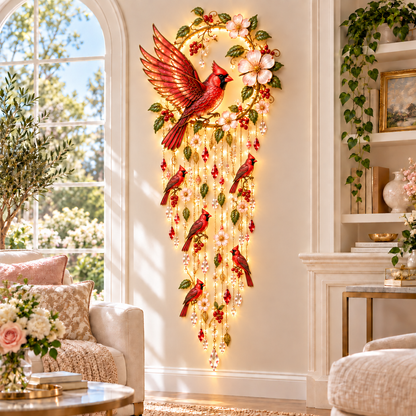 ✨ Enchanted Bird Garden Cascade Wall Light Collection – Hummingbird, Cardinal, Bluebird & Peacock