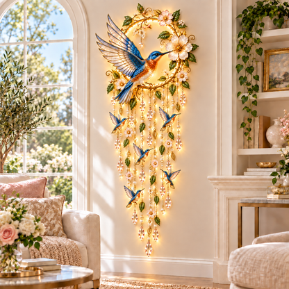 ✨ Enchanted Bird Garden Cascade Wall Light Collection – Hummingbird, Cardinal, Bluebird & Peacock