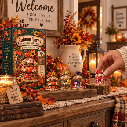 🔥😍Autumn Harvest Little Friends Blind Box – 24 Mini Scarecrow Collectibles for Cozy Fall Days🍂