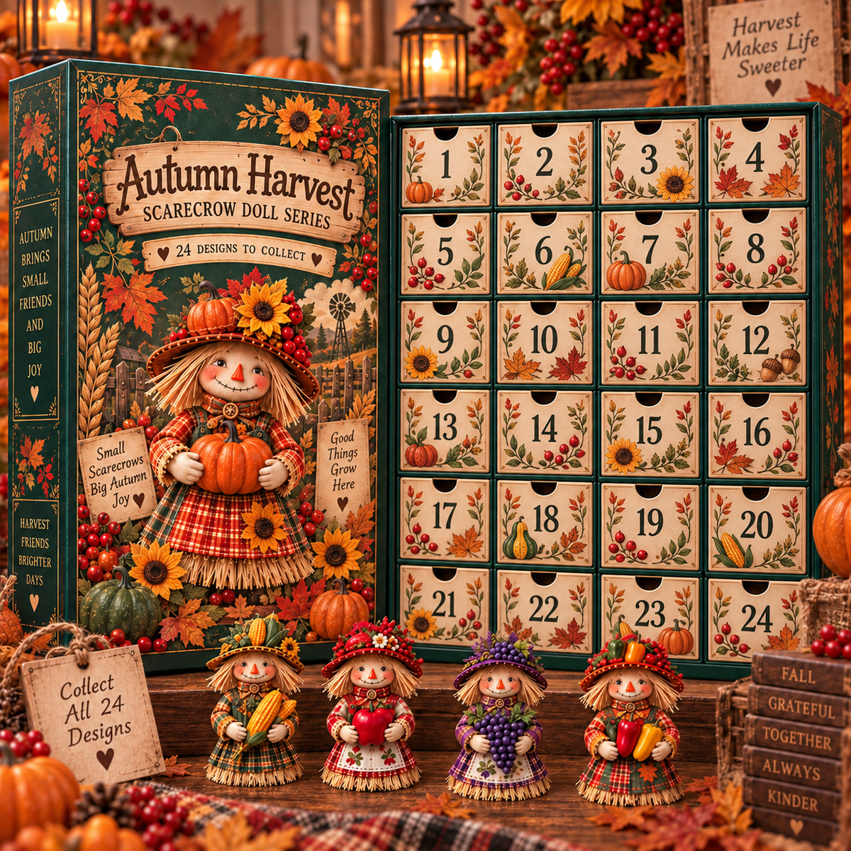🔥😍Autumn Harvest Little Friends Blind Box – 24 Mini Scarecrow Collectibles for Cozy Fall Days🍂