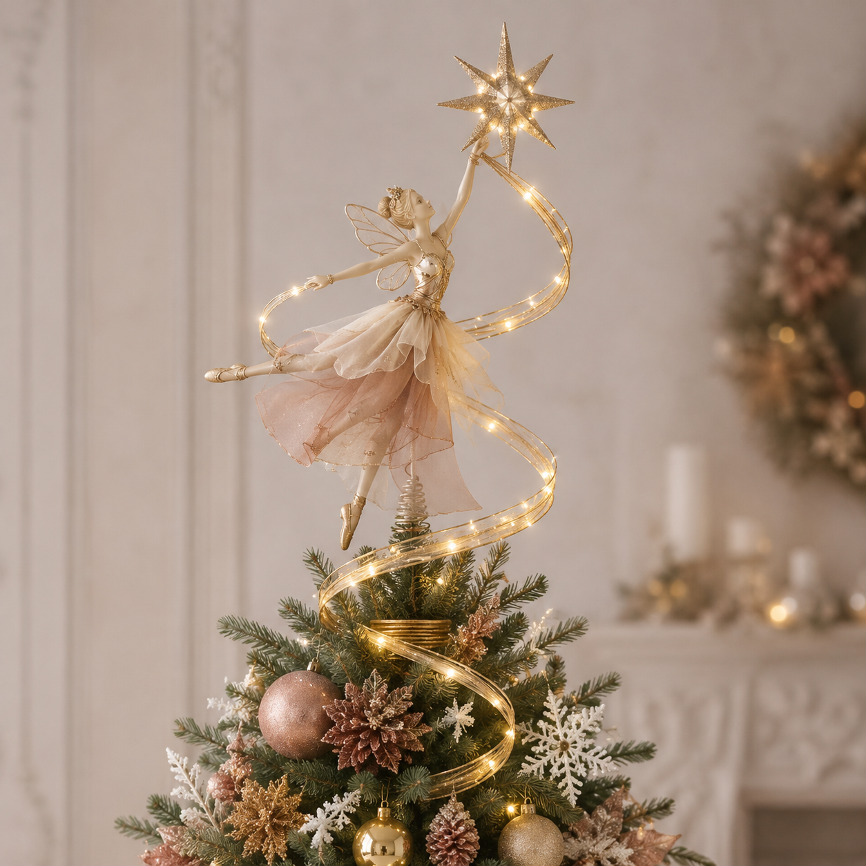 💃🌸Starlit Petal Dancer Christmas Tree Topper