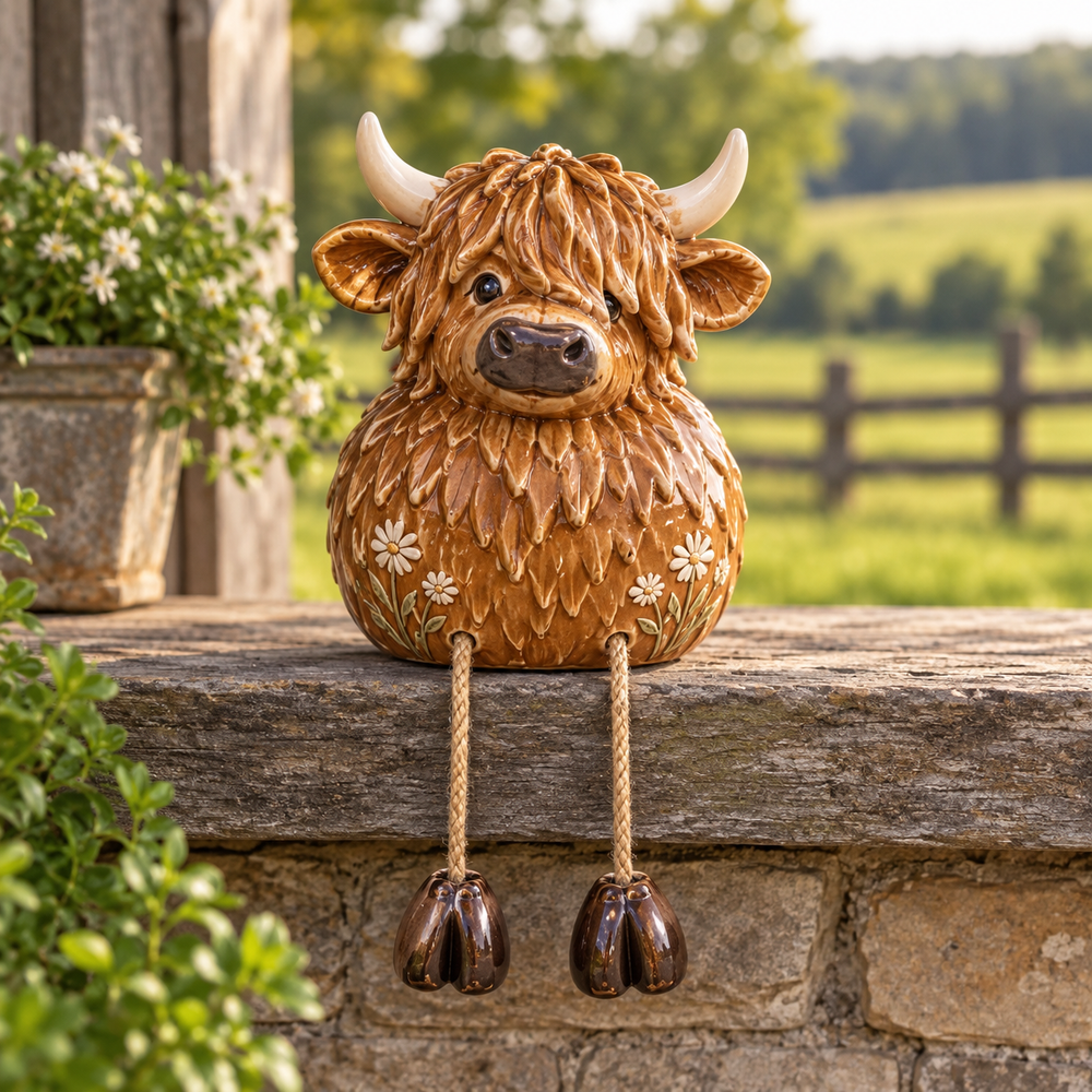 Highland cow dangling-leg decoration