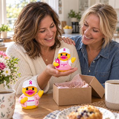 ❤️No One Fights Alone — 4-Piece Pink Ribbon Support Duck Collection