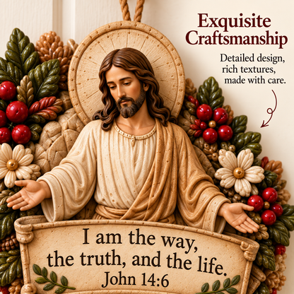 ✝️Faith & Scripture Wooden Wreath – Inspirational Bible Verse Home Decor