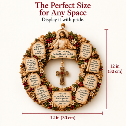 ✝️Faith & Scripture Wooden Wreath – Inspirational Bible Verse Home Decor