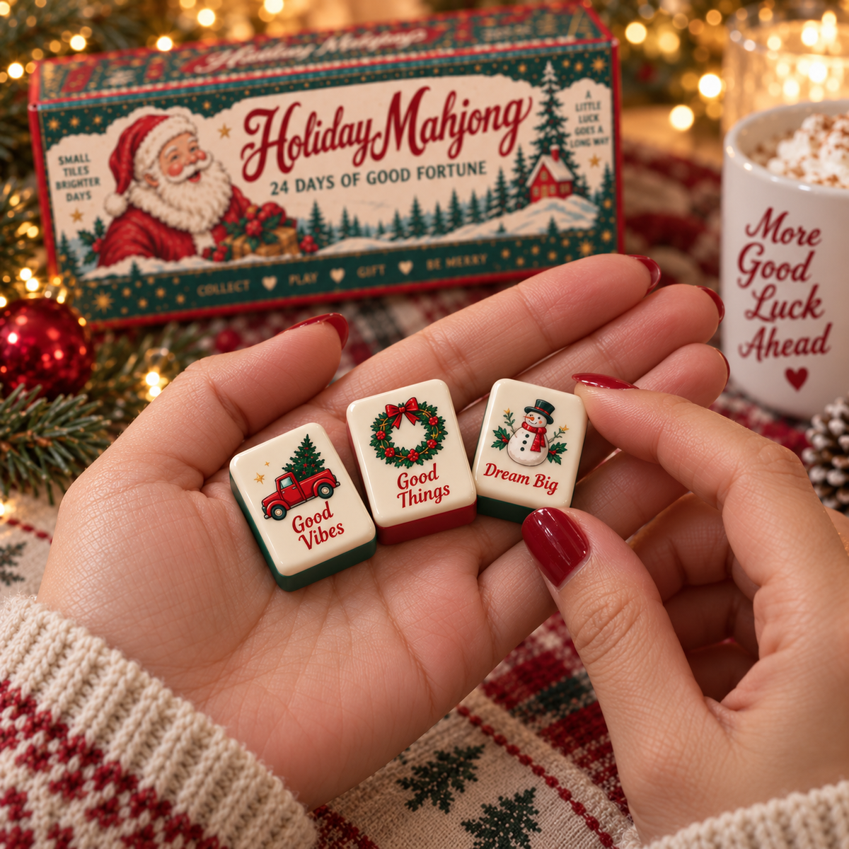 🔥😍Holiday Mahjong – 24 Days of Good Fortune Mini Tile Countdown