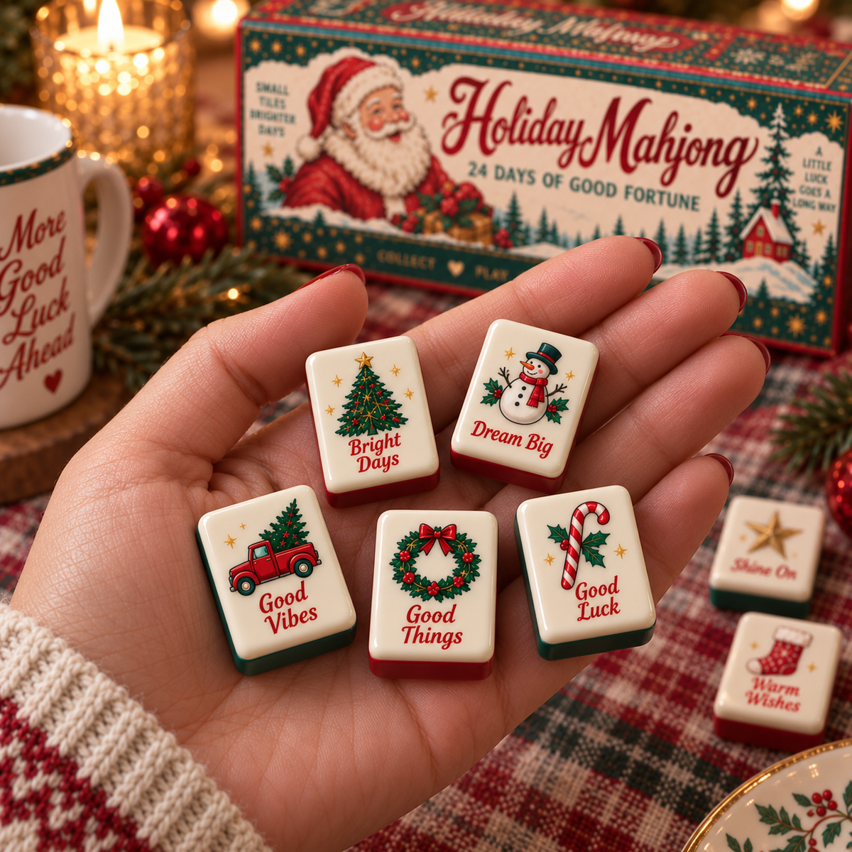 🔥😍Holiday Mahjong – 24 Days of Good Fortune Mini Tile Countdown