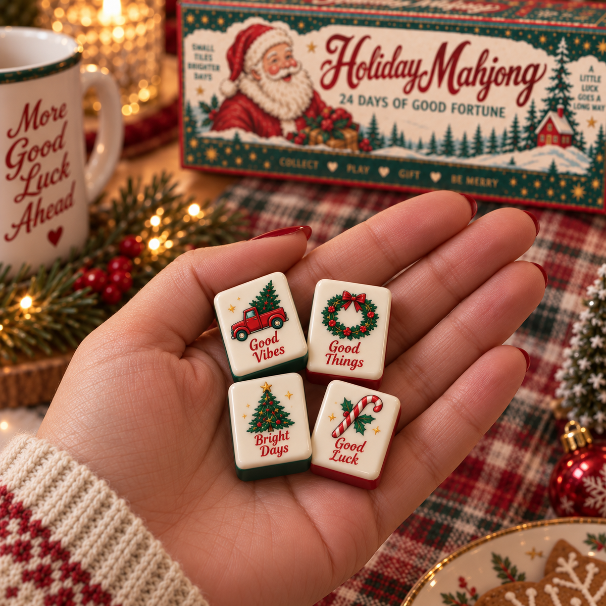 🔥😍Holiday Mahjong – 24 Days of Good Fortune Mini Tile Countdown