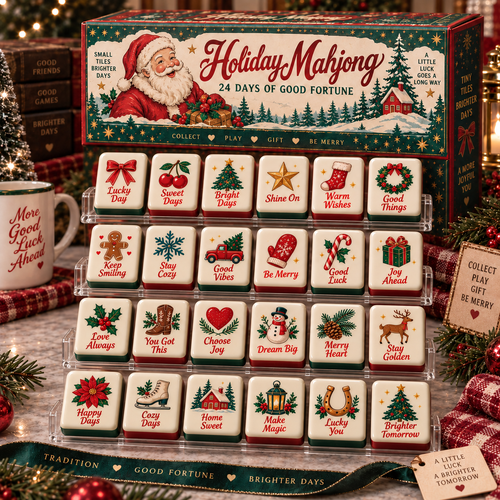 🔥😍Holiday Mahjong – 24 Days of Good Fortune Mini Tile Countdown