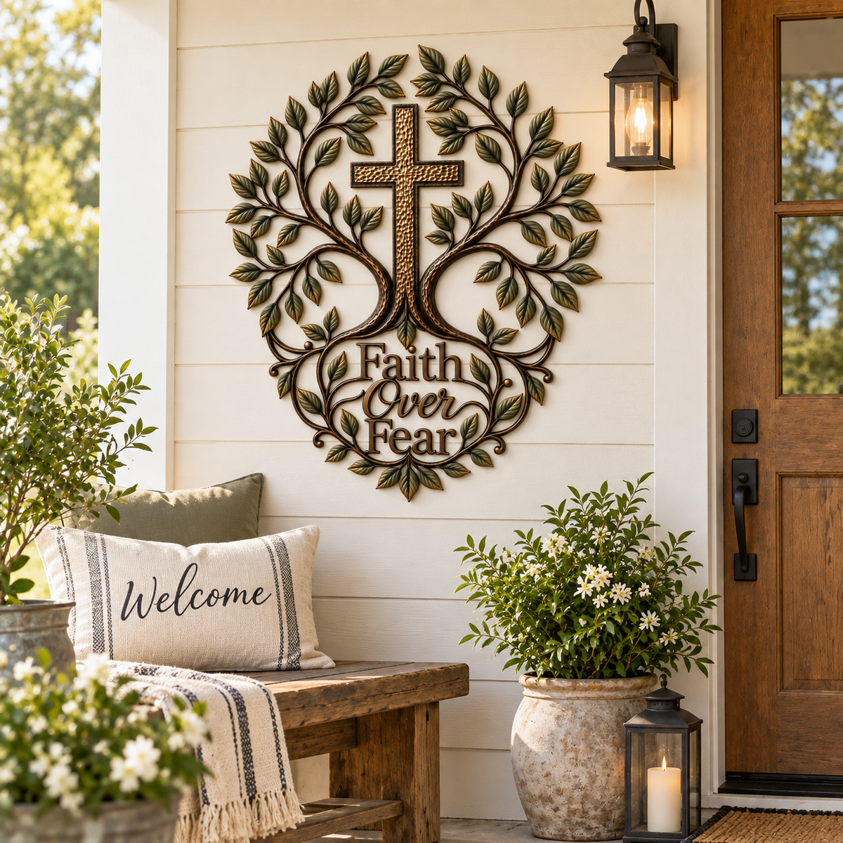 Faith Over Fear porch styling